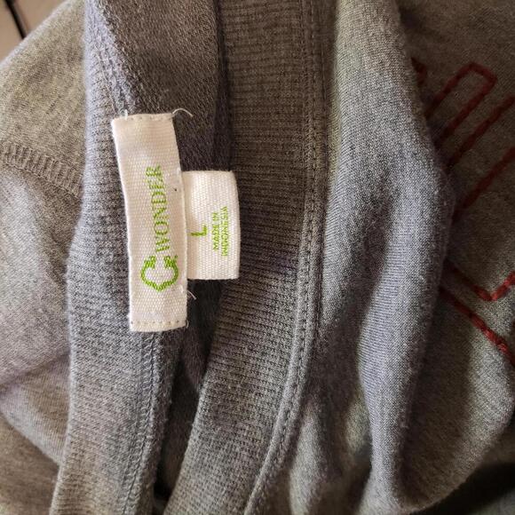 C. Wonder Women's Embroidered Time to Wine Down Grey Pullover Sweater(1762) - Picture 5 of 6